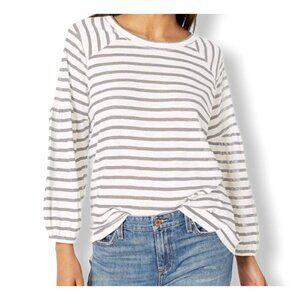 Jessica Simpson Women's Suwa Pullover Sweater, Gardenia - Light Grey Stripe, XSm
